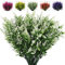RECUTMS 8 Bundles Faux Outdoor Plastic Plants, UV-Resistant Plant Decoration, Faux Outdoor Plant Plastic for Hanging Planter Home Wedding Garden Decor (White)