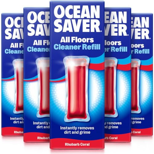 OceanSaver All Purpose Floor Cleaning Spray - 6 x 10ml | Powerful Just Add Water Multi-Surface Floor Spray Removes Spills & Stains | Plastic-Free, Plant Based & Cruelty-Free | Rhubarb Coral Scent