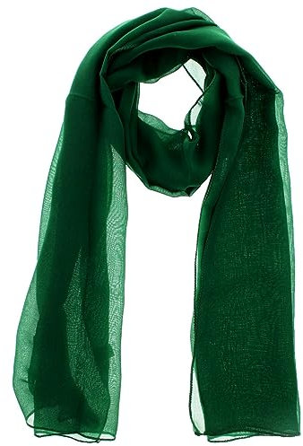 WESTEND CHOICE Ladies Chiffon Scarves Women Plain Neck Scarf Soft Headwrap Girls Headscarf Sheer Wrap women's scarves & wraps 150x45 cm (Dark green)