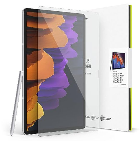 Ringke Verre Trempé Protecteur Compatible avec Samsung Galaxy Tab S10 Plus, Tab S9 Plus, Tab S9 FE Plus, Tab S8 Plus, Tab S7 Plus, Tab S7 FE Protecteur d'écran Tempered Glass Qualité HD Transparent