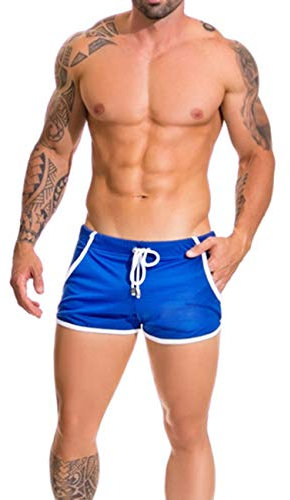 Alivebody Herren Gittergewebe Sportlich Kurze Hose zum Laufen Trainieren Schwimmen Fitness Hosen Color Blue Size M