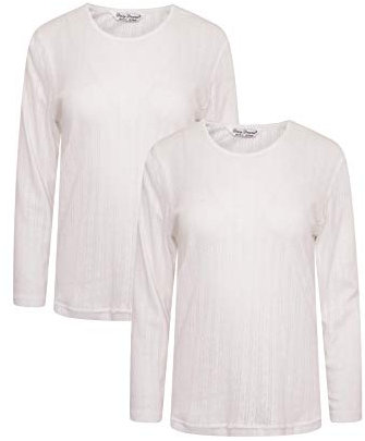 Daisy Dreamer Pack of 2 Womens Thermal Long Sleeve Top Ladies Warm Winter Baselayer Tops Thermals, White UK 18-20