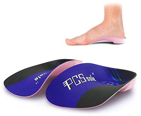 PCSsole 3/4 Orthopädische Einlegesohlen für Plattfüße, Plantarfasziitis, Fersensporn, halbe Schuheinlagen mit hoher Fußgewölbe, Schuhe Einlagen lindern Fersenschmerzen für Damen & Herren, Blau, S.