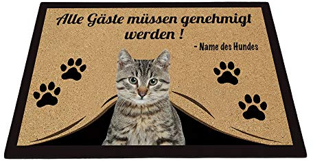 BAGEYOU Personalisierte Fußmatte mit Meinem Liebeshund Katze Alle Gäste Müssen Genehmigt Werden Bodenmatte 90 x 60 cm