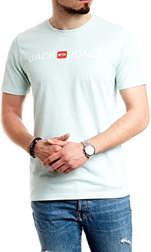 JACK & JONES Herren Jjecorp Logo Tee Ss Crew Neck Noos T-Shirt (Bleached Aqua (Aquamarin), XXL)