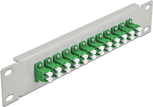 Delock Panneau de Brassage à Fibre Optique 12 Ports LC Duplex Vert 1 U Gris