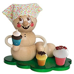Drechslerei Kuhnert Rauchmann/Räucherfigur - Rauchwurm aus Holz - Rudi & ROSI - Motiv: Muffin-ROSI - Höhe: ca. 14cm - Made in Germany
