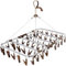 ANVINKU Sock Dryer, Aluminum 46 Pegs Sock Hanger for Washing Line, Folding Clothes Drying Rack with Windproof Hook, Hanging Clothes Airer for Socks, Underwear, Baby Clothes & Hats （Dark Brown）
