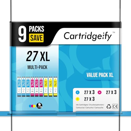 Cartridgeify 27XL Druckerpatronen Kompatibel mit Epson 27 27 XL Patronen Farbe (3X Cyan, 3X Magenta, 3X Gelb), für Workforce WF-3620 WF-3640 WF-7110 WF-7210 WF-7610 WF-7620 WF-7710 WF-7715 WF-7720
