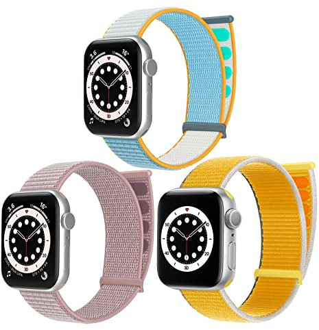 chinbersky 3 Stück Sport Loop Armband Kompatibel mit Apple Watch Armband 44mm 38mm 42mm 40mm 41mm 45mm 46mm 49mm, Verstellbares Nylon Klett Ersatzband für iWatch Series 10/9/8/7/6/5/4/3/2/1/SE