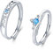 Paar Ringe Set 925 Sterling Silber Verlobungsringe Paar Verstellbare Offene Ring für Verlobungsringe Paar Fingerring Matching Rings Jubiläum Valentinstag für Damen Herren (blau)