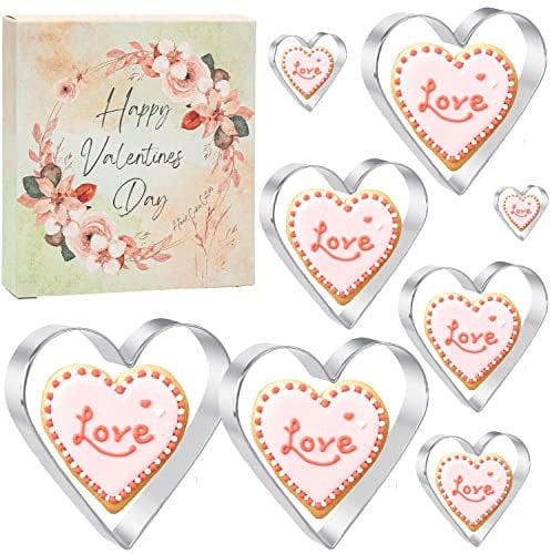 Keepaty Heart Cookie Cutters Set of 8 Valentines Day Stainless Steel Biscuit Cutter Shape for Baking(8CM,7CM,6CM,5CM,4CM,3.5CM,2.8CM,1.5CM)