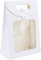 Emartbuy 12 stabile Geschenktüten aus weißem Kraftpapier mit Sichtfenster und Schleife 20 x 14 x 7 cm