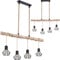 INNOVATE Pendelleuchte Holz 4 Gitterkörbe Diamant – 1m breite Hängelampe Vintage Holzbalken Rustikal – Aluminium Gitterkorb Pendellampe schwarz 4x E27 Fassung bis 60 Watt - Retro Hängeleuchte 120cm