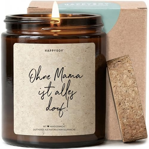 Ohne Mama ist alles doof - Duftkerze mit Spruch als Geschenk für Mama, liebevolle Geschenkidee zum Muttertag oder Geburtstag, Kerze im Glas mit blumigem Duft