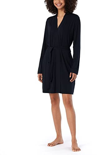 Schiesser Damen Bade-und Morgenmantel Modal-Interlock Bademantel, schwarz_178420, S