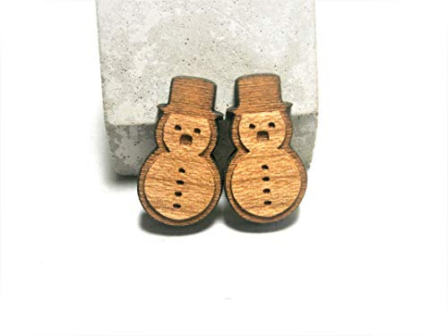 Ohrstecker Ohrringe Schneemann Holz Schmuck Advent Weihnachten Winter