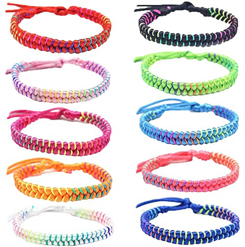 Belugsin Freundschaftsarmband Geflochten 10 Stück Gewebte Armbänder Bunte Handgefertigt Freundschaftsarmbänder für Handgelenk Fußkettchen