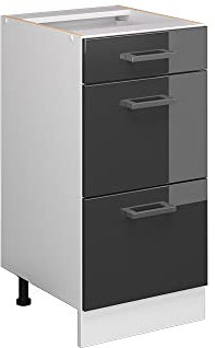 Vicco Mueble bajo de Cocina R-Line, Antracita Alto Brillo/Blanco, 40 cm con cajones, sin encimera