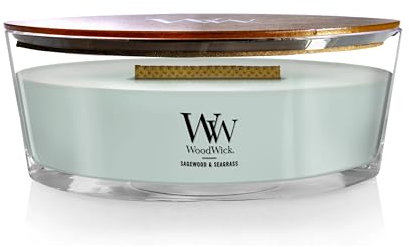 WoodWick Ellipse Candle, Sagewood & Seagrass, 16 oz.