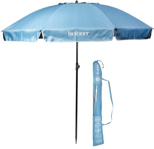 Isotoner Parasol de plage ultra résistant anti vent, et anti uv upf50+,