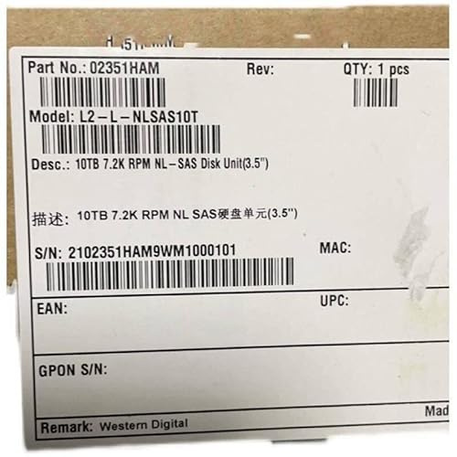 MIDTY HDD für 2600V3 5210V5 10TB 3,5 Zoll SAS 256MB 7200RPM für interne HDD für Server HDD für 02351HAM L2-L-NLSAS10T