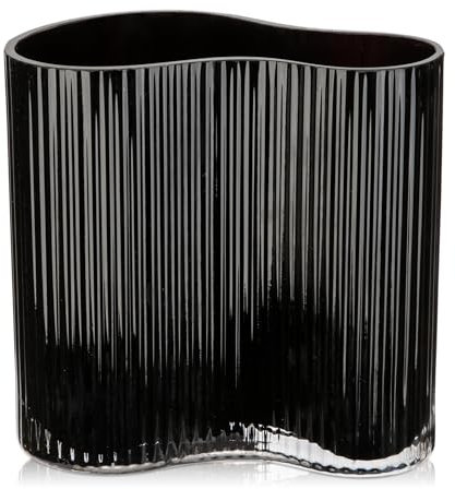 18cm Glas Blumenvase, Schwarze Vase für Blumen, Moderne Vasen für Raumdekoration, Verdickte Glasvase für Büro, Haus, Schlafzimmer, Hochzeit Deko