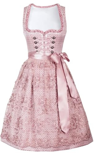 Dirndlwelle Dirndl Damen,Dirndl,Midi Rosa Trachtenkleid Damen Trachtenrock