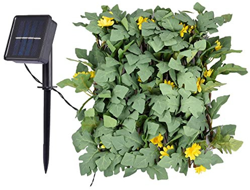Sichtschutzzaun, wasserdicht, künstlicher Efeu, Sichtschutz, Grün, erweiterbare Abdeckung mit Solar-LED-Lichtern für Park, Balkon, Zaun, Hinterhof, Garten