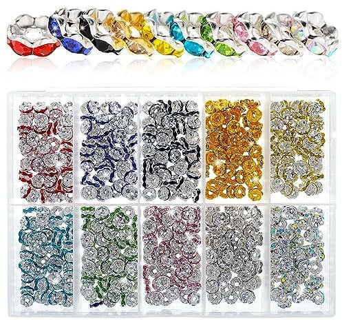 600 Pieces Rhinestone Spacer Beads Crystal Bead