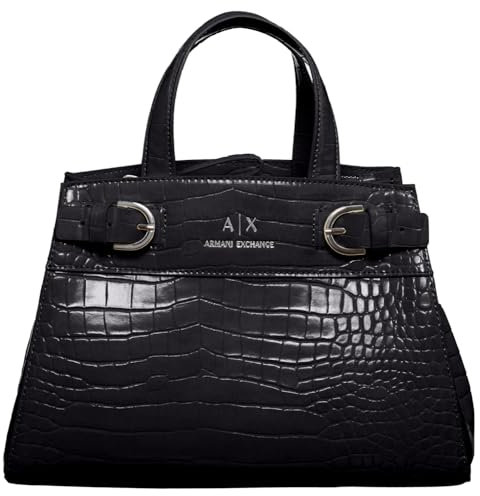 Armani Exchange Women's Milano 91, Sustainable, Metal Buckle Tote M, Black