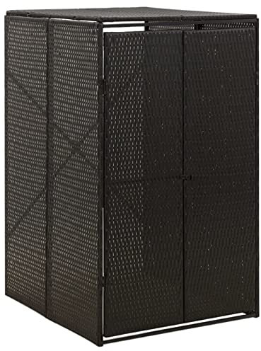 Single Wheelie Bin Shed, CIADAZ Privacy Screen Cover, Wheelie Bin Storage, Wheelie Bin Hideaways, Wheelie Bin Covers, Wheelie Bin Store, Black 70x80x117 cm Poly Rattan