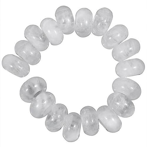 mookaitedecor 20pcs 14mm Round Large Hole Stone Beads for Jewellery Making | Healing Crystal Stone Beads for Crafting, 6mm Hole Loose Beads for European Bracelet Macrame DIY Projects, Clear Quartz