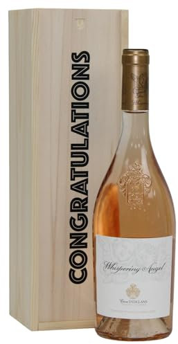 Whispering Angel Rosé Cotes de Provence, 75cl in a Congratulations Celebration Wooden Gift Box - Classic French Pink Rose Wine Gift