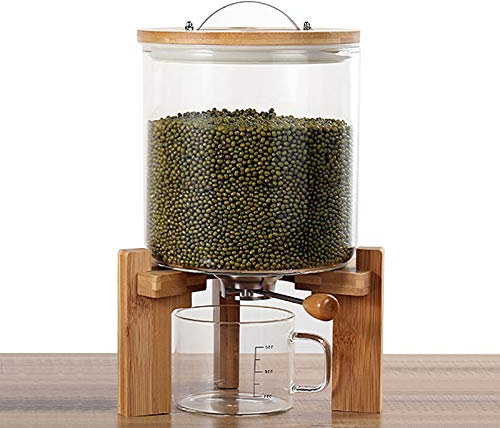 Dispensador de arroz Contenedores de Cereales, Contenedor de Vidrio para Almacenamiento de Alimentos para Cereales, legumbres, arroz, a Prueba de Humedad y Polvo, Cubo de arroz Sel