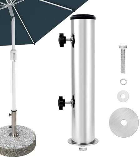 Parasol de jardin - Tubes universels - Avec 3 anneaux de réduction (48/38/32 mm) - Pour plaque de fer en granit, sol de parasol, plaque de ciment