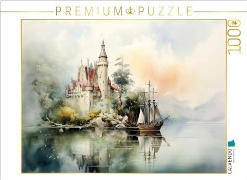 Puzzle · EIN Motiv aus dem Kalender Nah am Wasser gebaut | Märchenhafte Traumschlösser in Aquarell · 1000 Teile · Lege-Größe 64 × 48 cm · CALVENDO Puzzle
