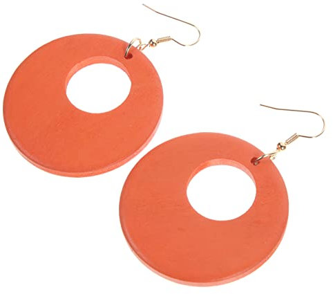Holibanna 1 Paar Runde Holzohrringe Damen Geometrisch Kreis-ohrringe Mit Anhänger Ohrschmuck Hakenohrringe