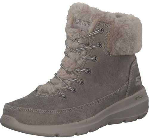 Skechers Damen Glacial Ultra Wonderland Stiefel, Taupe Textil, 38.5 EU