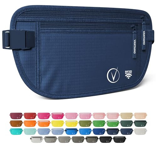 Ceinture Porte-Monnaie cachée pour Voyage - Protection RFID - Convient pour Passeport et téléphone avec Housse
