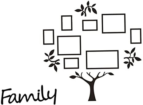 jojofuny 3d Wandtattoo Baum mit Bilderrahmen Acryl Wandaufkleber Mittelgroß Schwarz Familienbaum Wandfotoaufkleber für Wohnzimmer Schlafzimmer