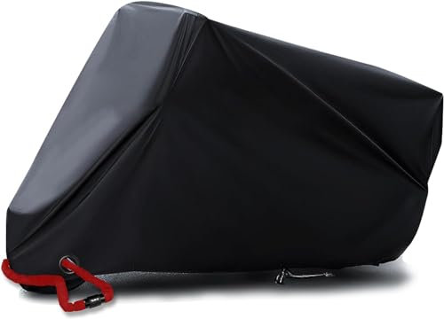 Motorradabdeckung mit Nahtband Motorrad Abdeckplane - 230D Oxford Outdoor Kratzfestes Wasserdicht Motorradplane mit Verriegelungslöchern für Motorcycle Scooter