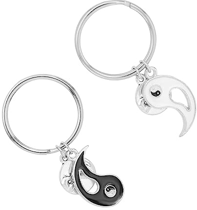 SHERCHPRY 1 Paar Yin und Yang Schlüssel Bund Tüllkleid Damen Yang-Schlüsselanhänger Schlüsselringe Auto Rätsel Spleißen Katze Schlüsselanhänger Schlüsselanhänger-Anhänger magnetisch Geschenk