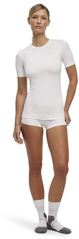 FALKE Women's Warm Round Neck W S/s Ts Functional Yarn Quick Dry 1 Piece Base Layer Top, White 2860, XL