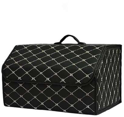 Auto Cuoio Organizer Bagagliaio per Toyota Wish New Model Impermeabile Scatola Borse Scomparto Antivegetativa Pieghevole Accessori Organizer Baule,XL-Black Beige