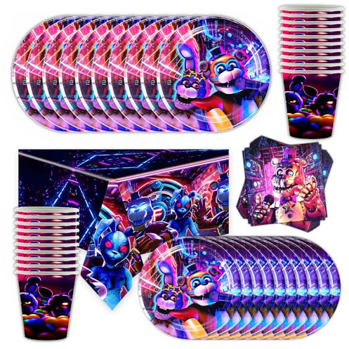 Set Di Stoviglie Per Feste Di Mezzanotte Con Orsa, Per Feste Di Compleanno, Per Feste Di Compleanno, Per 20 Persone[Piatti+Tazza +Tovaglioli +Tovaglia ]