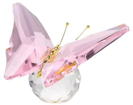 Movdyka Kristall und Metall rosa fliegender Schmetterling Geschenke für Frauen zum Geburtstag Weihnachten Sammeltiere Figur Ornament für Heimdekoration Briefbeschwerer Statue