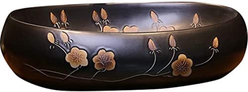 Mueble de tocador con Lavabo, Lavabo de baño, Lavabo sobre encimera, tocador de baño sobre Lavabo para Artistas industriales, Lavabo de cerámica Vintage Chino, Ciruela Antigua (Col