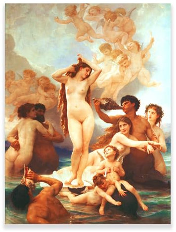 Generic William Adolphe Bouguereau Wandkunst – Poster zur Geburt der Venus 1879 – berühmte Gemälde-Reproduktion – Leinwanddruck für Wohnzimmer-Dekor, ungerahmt (30 x 40 cm)