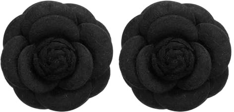 PATIKIL Épingle en Tissu de Camélia, 2 Pièces Broche de Fleur Artificielle Broches pour Femmes Filles Décoration de Fête de Mariage en Tissu Accessoires de Bijoux Cadeau, Noir